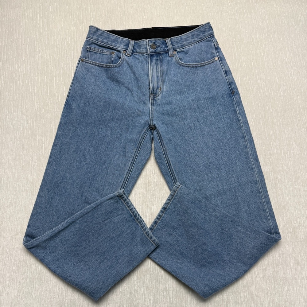 Lands' End Straight Jeans Womens 31x28 Blue Denim Cotton Classic Fit High Rise